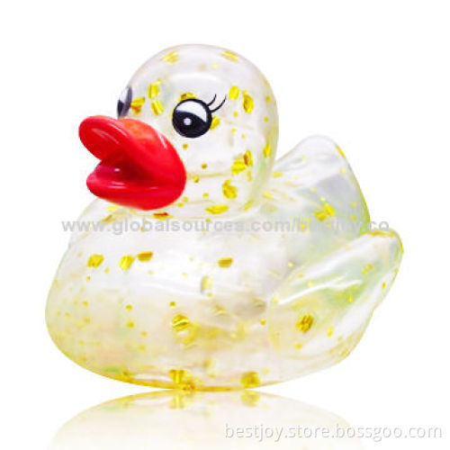Eco-friendly Transparent Flashing Duck Bath Toy for Children, RoHS Mark, Made of Soft VinylNew